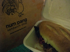 Num pang sandwich. I tell you, this bánh mì was so delicious. Absolute explosion in my mouth. wildwonton seal of approval! Would gladly eat every day for the rest of my life. 10/10